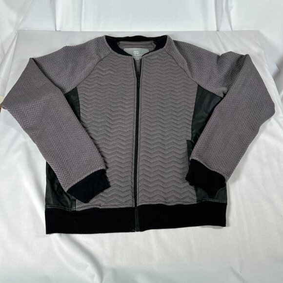 Tart Collection Women’s Small Gray Black Quilted Faux Leather Soft Full Zip Warm - Picture 11 of 11